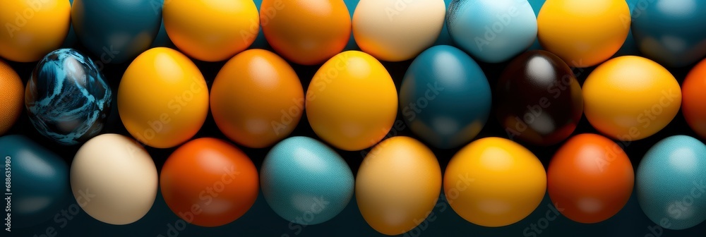 Blue Rabbits Eggs Pattern On Yellow , Banner Image For Website, Background, Desktop Wallpaper