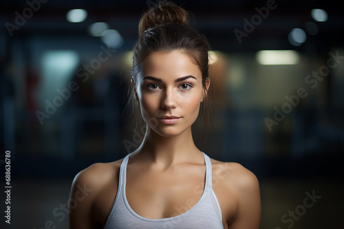 Strong sporty woman professional trainer in gym generative ai concept Free Download Strong sporty woman professional trainer in gym generative ai concept - GFXLoad