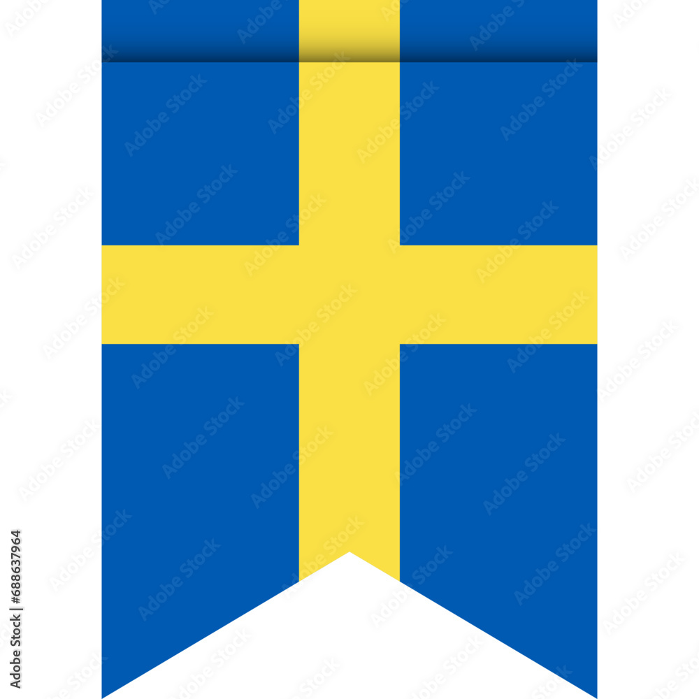 Sweden flag or pennant isolated on white background. Pennant flag icon. Sweden flag or pennant isolated on white background. Pennant flag icon.
