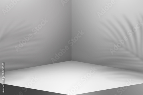 Product backdrop with natural light, Stage showcase minimal modern studio.