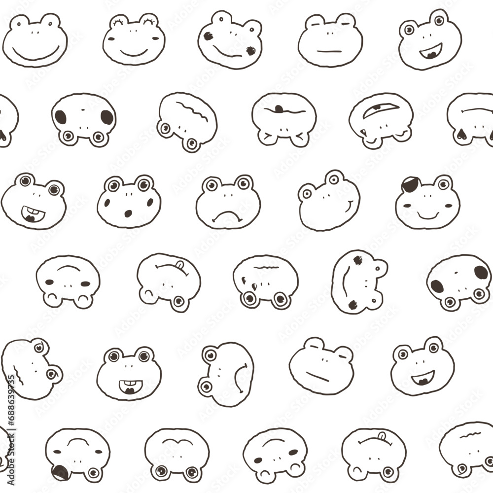 Fototapeta premium Seamless pattern with cute cartoon frogs faces. Vector illustration.