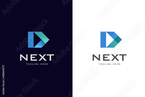 Letter D forward logo icon design with arrow right graphic symbol for logistics, delivery vector logo template