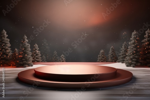 New year festival with stage product display cylindrical shape and festive decoration for New year, Minimal scene for mockup products, promotion display, 3D rendering product display platform.