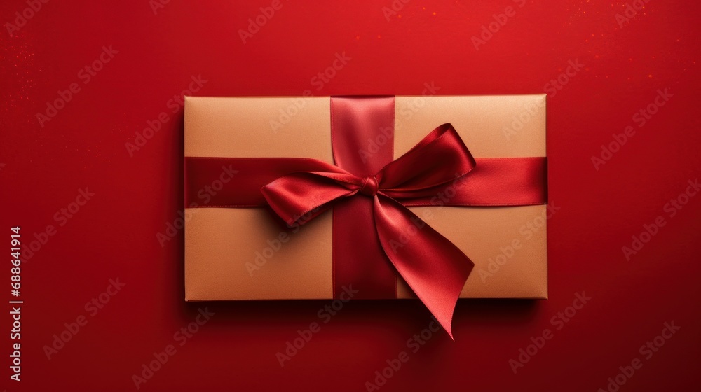 Red envelope gift on red plain background