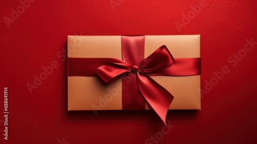 Red envelope gift on red plain background