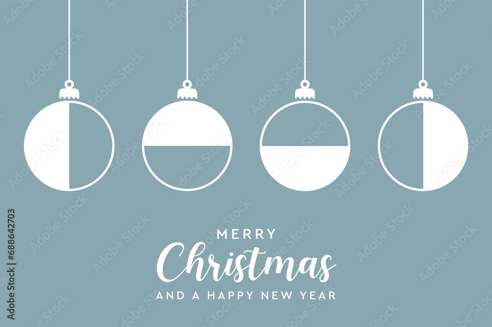 merry christmas card with geometric hanging ball decoration vector illustration