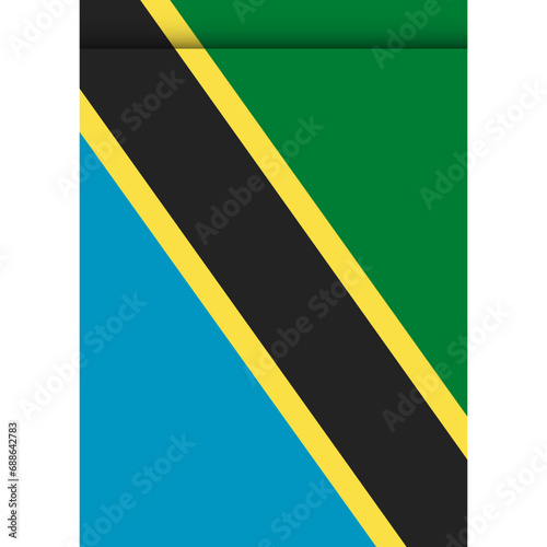 Tanzania flag or pennant isolated on white background. Pennant flag icon.