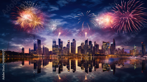 Beautiful fireworks night in the city of celebration Australia © EmmaStock