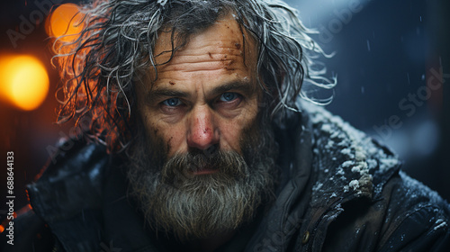 Homeless man at winter.