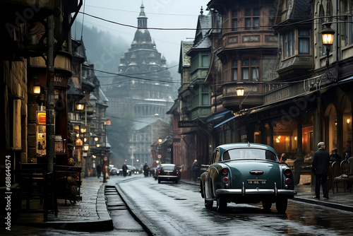 Timeless Elegance: Vintage Cars in a Classic European Town © Rene