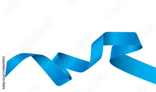 Vector blue ribbon twisted on white background