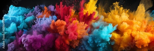 Multicolor Powder Explosion On Black Background , Banner Image For Website, Background, Desktop Wallpaper © Pic Hub