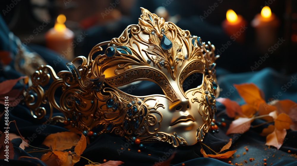 Golden festive mask. Golden festive mask.