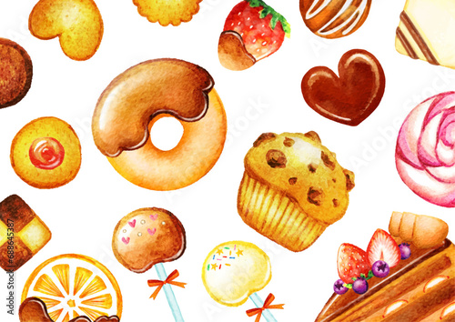 かわいいお菓子の背景イラスト