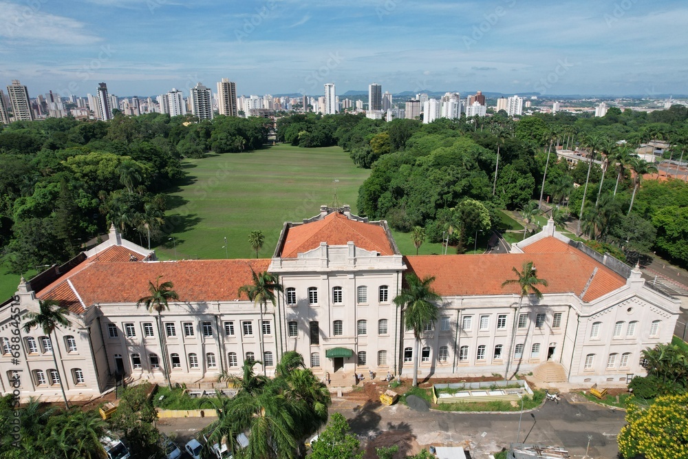 ESALQ Aerial view, with Piracicaba skyline at background, Brazil