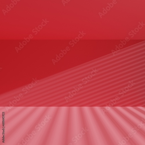 red empty room with window shadow, 3D rendering