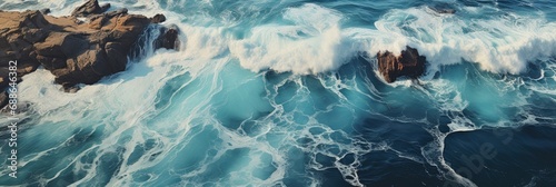 White Blue Sea Waves Hitting Rocky , Banner Image For Website, Background, Desktop Wallpaper © Pic Hub