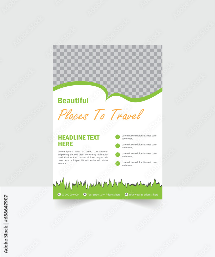Fototapeta premium template Travel flayer for travelling agency. vector corporate business flyer design template. Travel and vacation square social media banner post design template.