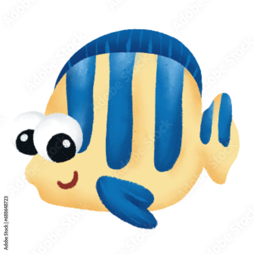 Vector watercolor illustration set of beautiful sea creature