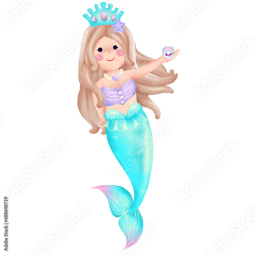 Vector watercolor illustration set of beautiful sea creature