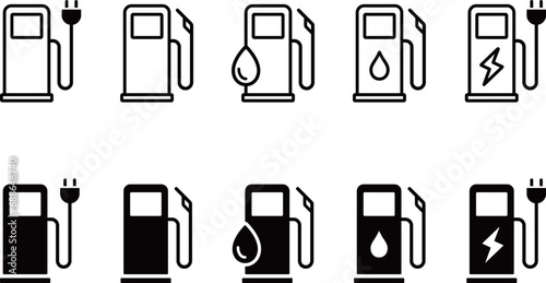 ガソリンスタンドや電気自動車充電のアイコン