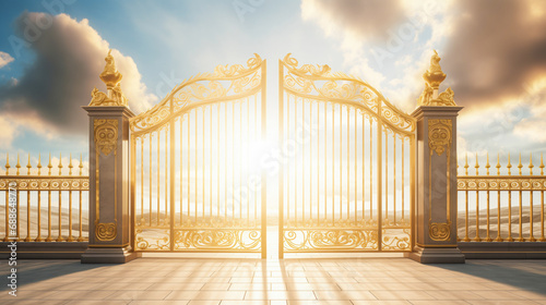 Fényképezés Golden Gates of heaven with sunshine in clouds