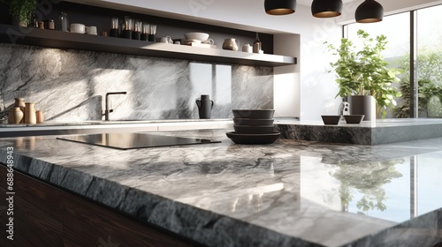 Modern Marble Granite Kitchen for Product Display
