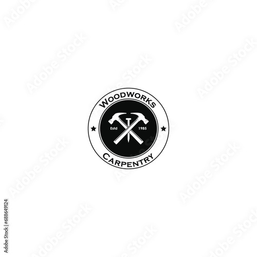 Carpentry logo, label vector graphics