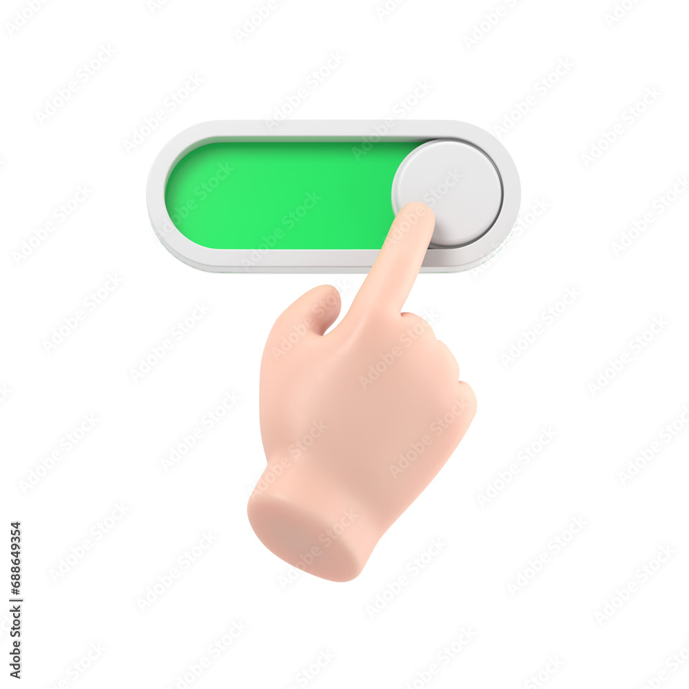 Cartoon Gesture Icon Mockup.3d render,cartoon character hand activating ...