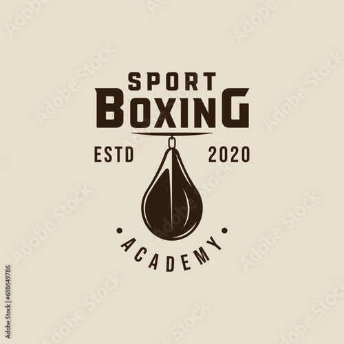 speed punch bag logo vintage vector illustration template icon graphic design. boxing sport sign or symbol for academy or club for competition or shirt print with retro style