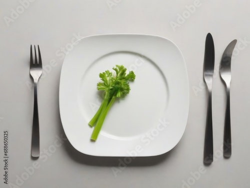 Minimalism with a twist: fresh celery, cutlery and a stylish look from above