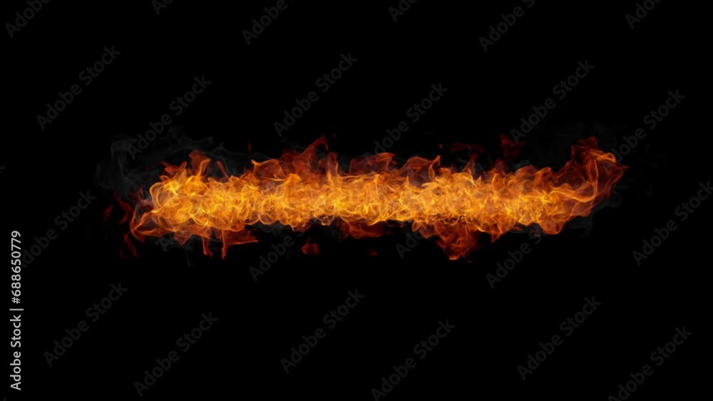 Super Slow Motion Shot of Real Fire Line Isolated on Black Background at 1000fps.