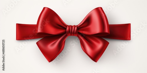 red satin bow isolated on white background