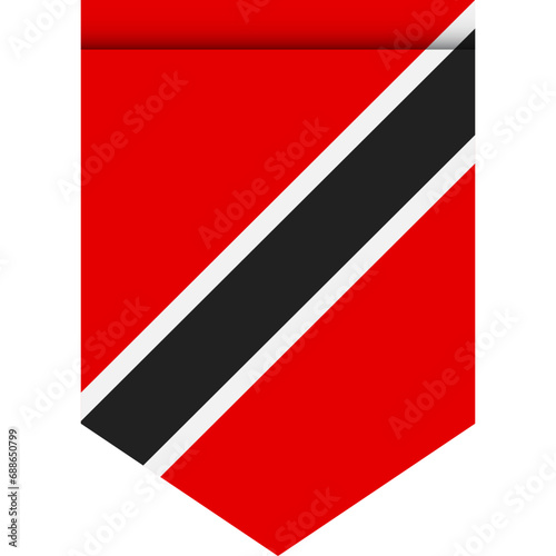 Trinidad and Tobago flag or pennant isolated on white background. Pennant flag icon.