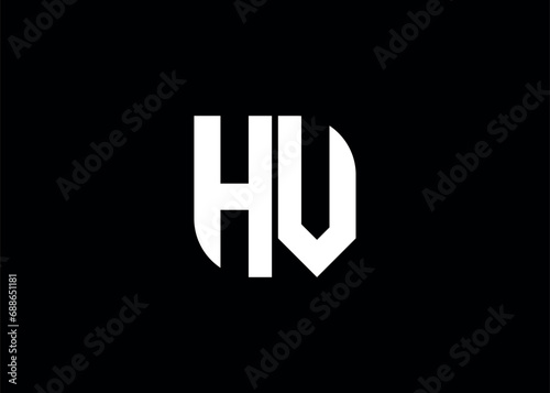 Monogram Letter HV Logo Design vector template