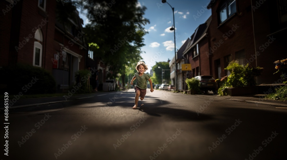Running child, concept of Fast motion