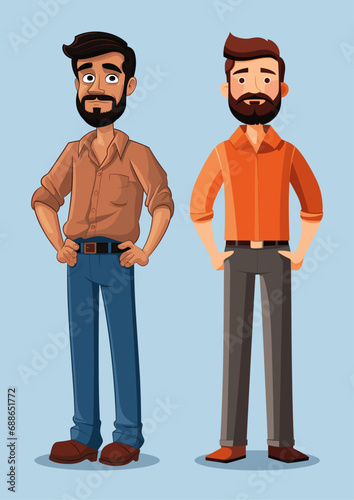 Men with beards, vector illustration, flat colors