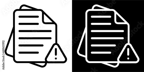 Warning file icon, alert paper, document icon