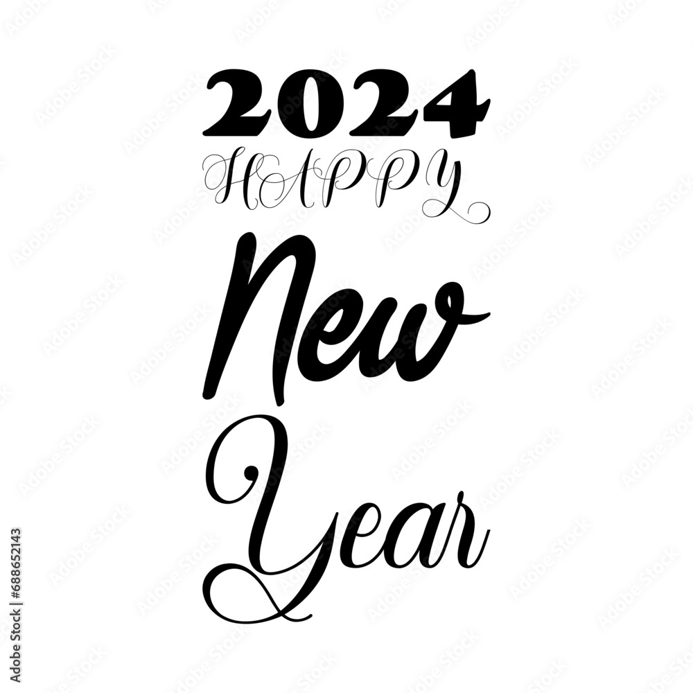 2024 happy new year black letters quote