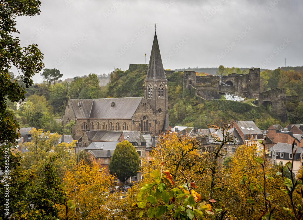 Beautiful town and castle of La Roche en Ardenne, Wallonia, Belgium