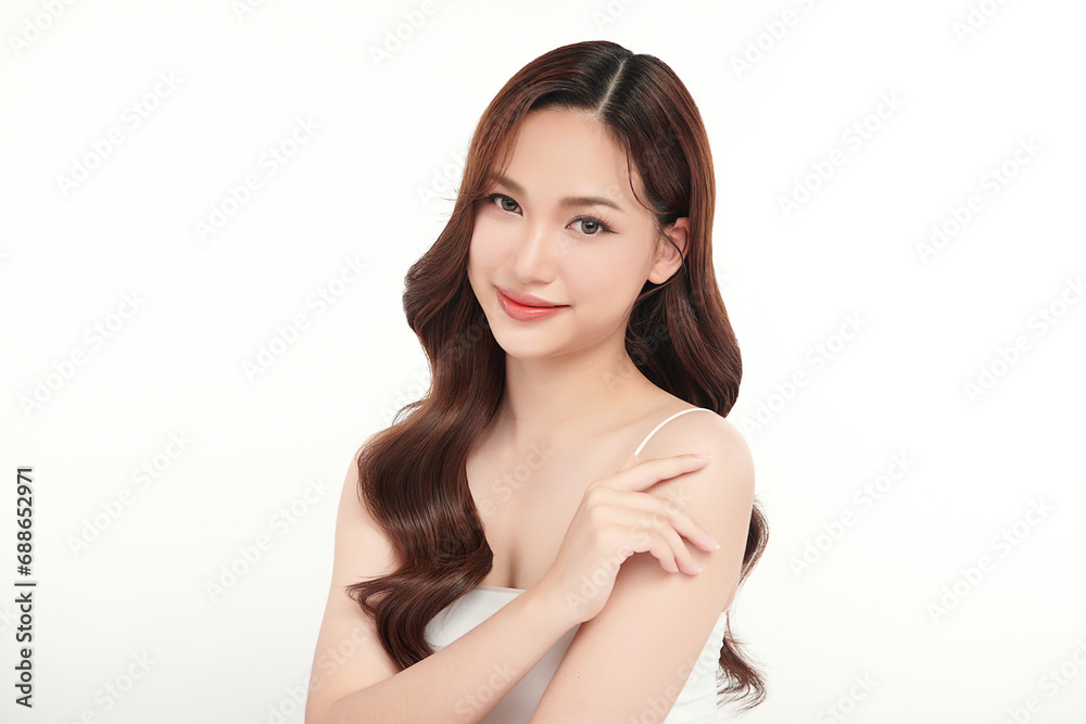 Beautiful young asian woman with clean fresh skin on white background, Face care, Facial treatment, Cosmetology, beauty and spa, Asian women portrait. Beautiful young asian woman with clean fresh skin on white background, Face care, Facial treatment, Cosmetology, beauty and spa, Asian women portrait.