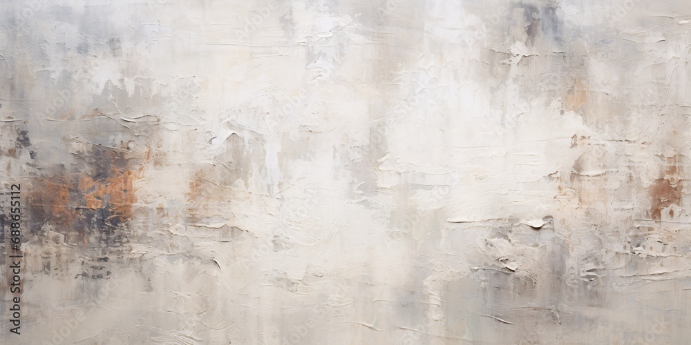 a white wallpaper with distressed grey paint, texture-rich compositions