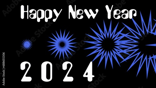 sun shapes from small to big with happy new year 2024 text on creative abstract background with 3D rendering illustration for space theme concepts