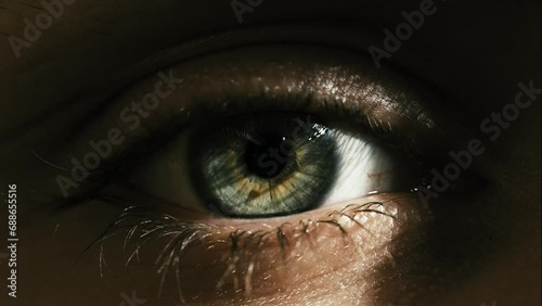 Human eye iris opening pupil extreme close up