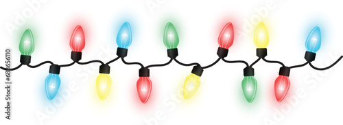 Holiday garland. Christmas lights.