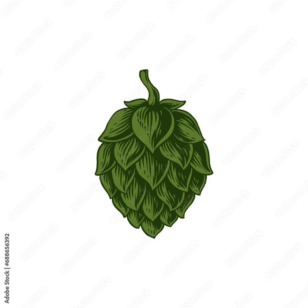 hops illustration emblem in engraving style