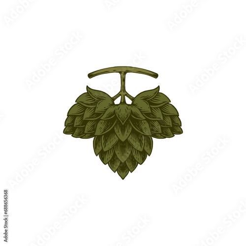 Obraz na płótnie hops illustration emblem in engraving style w salonie