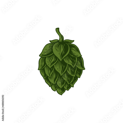 Obraz na płótnie hops illustration emblem in engraving style w salonie