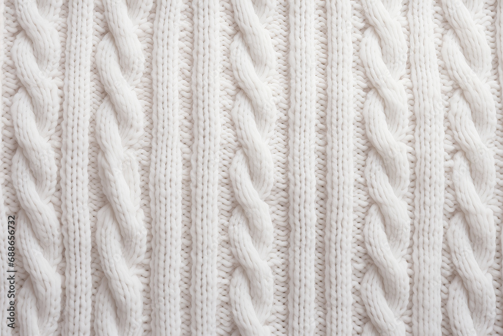 macro shot of a white knitted cosy sweater texture