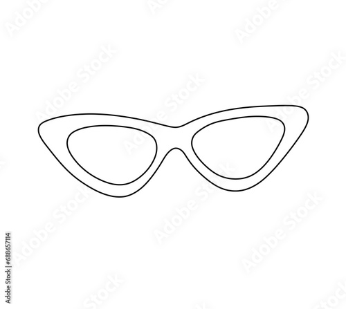 Vector isolated triangle shaped glasses colorless black and white contour line easy drawing